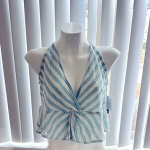 Striped Halter Top in Blue and White